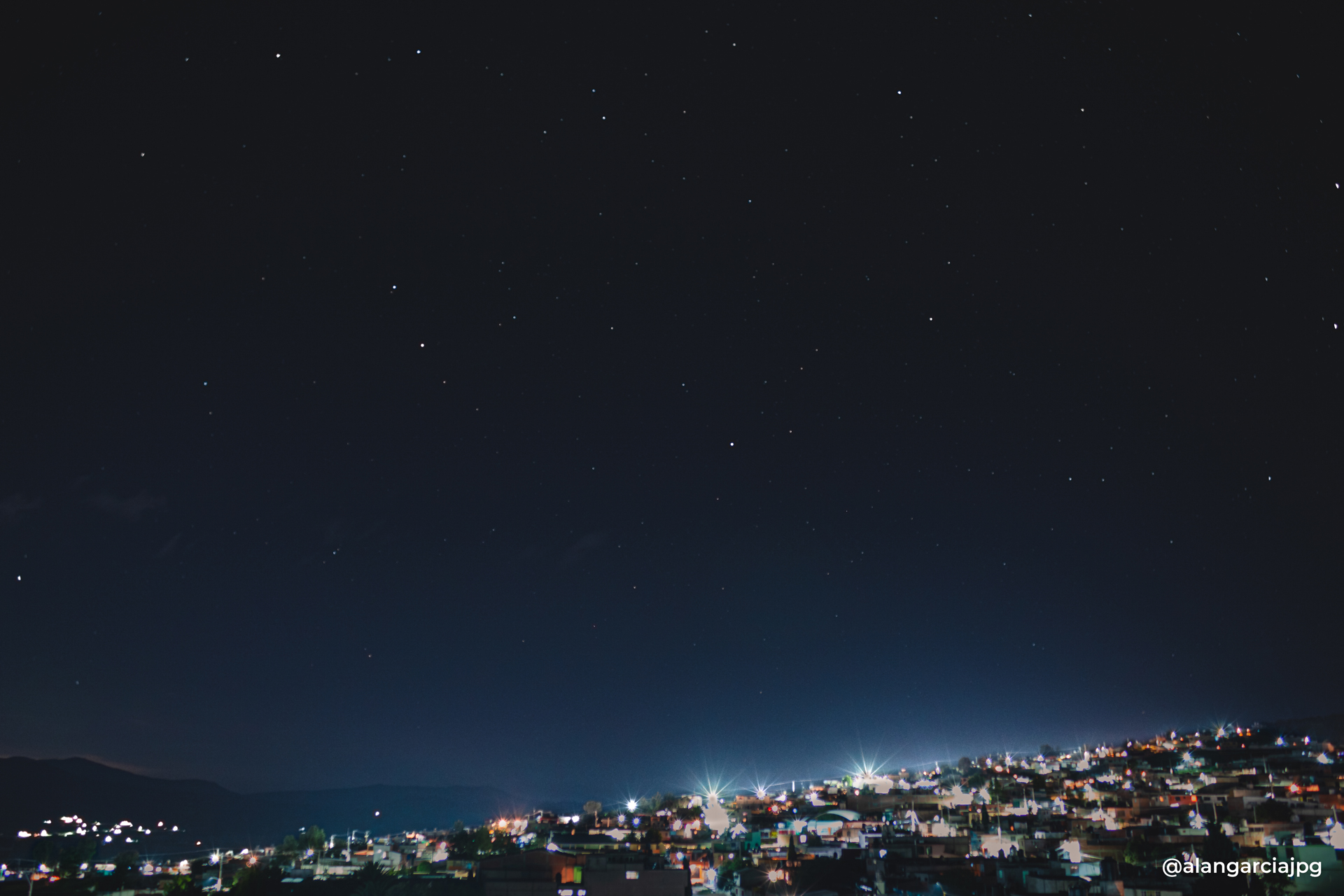 Noche con estrellas en Apan, Hidalgo.