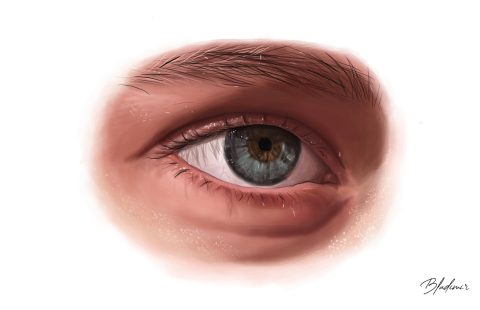 Ilustración hiperrealista de ojo humano.